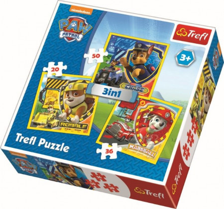 Puzzle Trefl 3in1 Paw Patrol - Eroii Catelusi