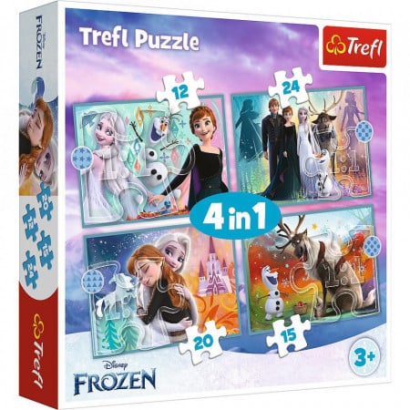 Puzzle Trefl 4 in 1 - Uimitoarea Lume Frozen, 12/15/20/24 piese