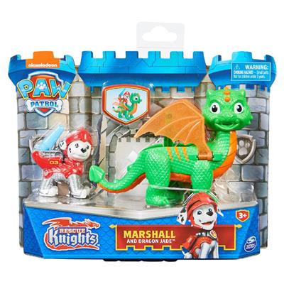 Set 2 Figurine Paw Patrol Rescue Knights - Marshall si Dragonul Jade