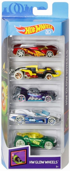 Set 5 masinute Hot Wheels, Glow Wheels