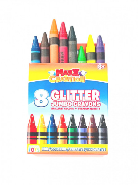 Set 8 creioane Cerate cu Glitter,Jumbo Crayons