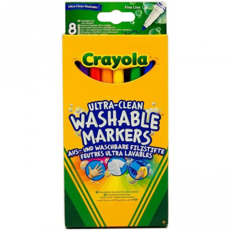 Set 8 Markere Crayola Ultra-Clean Washable,multicolor,cu varf subtire