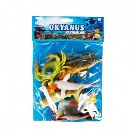 Set figurine animale din ocean in punga mare, Crazoo, 7 buc