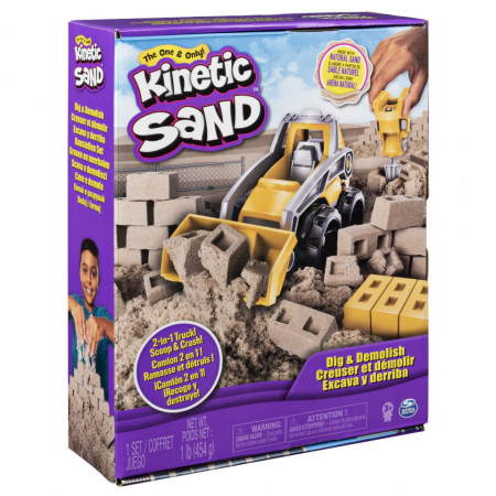 Set Kinetic Sand - Excaveaza si demoleaza, 454g
