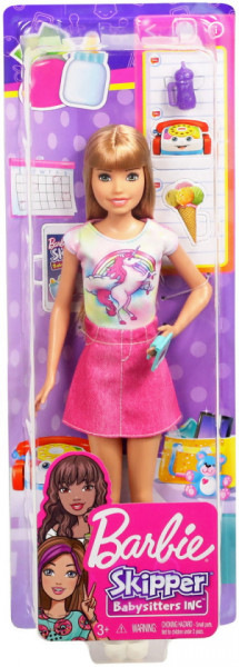 Set Mattel de Joaca Papusa Barbie Blonda Skipper Babysitter
