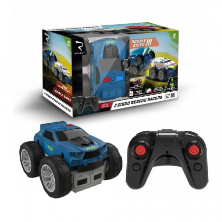 Masinuta cu telecomanda Revolt 2 Sided Rescue Racers, Albastru
