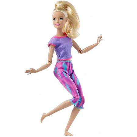 Papusa Barbie Made to move, 22 de articulatii complet mobile, seria 3, par blond