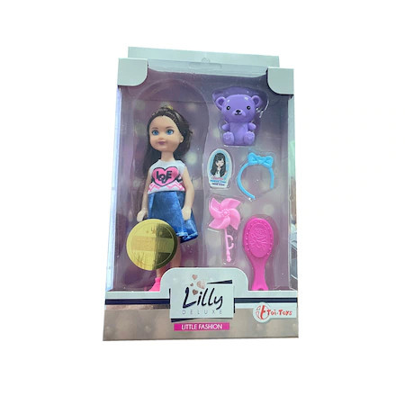 Papusa Toi Toys cu accesorii frumusete si ursulet,14 cm