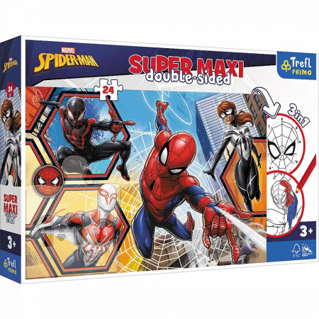 Puzzle cu 2 fete Trefl 24 Maxi, Spiderman in Actiune