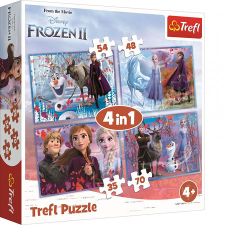 Puzzle Trefl 4 in 1, Frozen II, Calatorie catre necunoscut, 207 piese