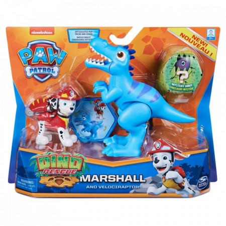 Set 2 figurine Paw Patrol Dino Rescue, Marshall si Velociraptor