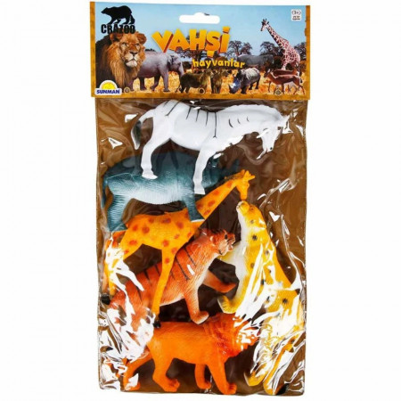Set 6 figurine animale salbatice in punga mare, Crazoo, 8cm