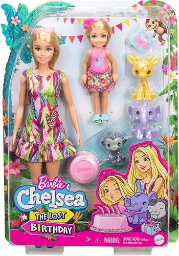 Set Papusi Barbie si Chelsea Lost Birthday cu Animale de Companie si Accesorii