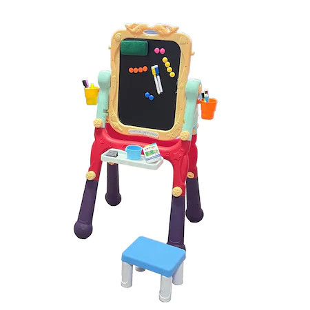 Tabla de Scris,Magnetica cu 2 Fete,Scaun, Carioci si Burete de Sters,Multicolor