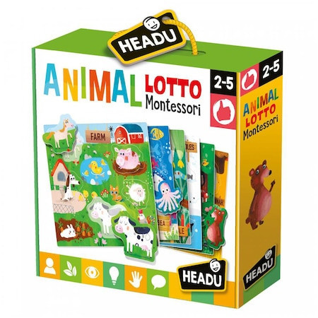 Puzzle Headu Montessori- Sa potrivim animalele, 6 cartonase, 30 forme