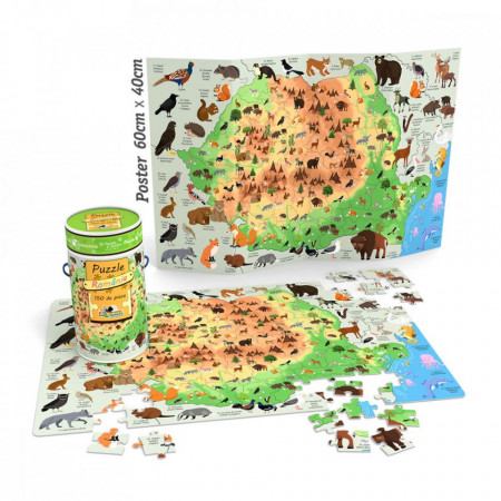 Puzzle Noriel Cunoastere- Harta Romaniei, 150 piese + Poster