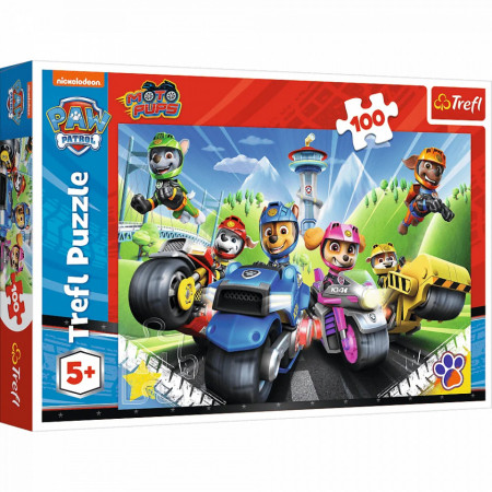 Puzzle Trefl 100 Piese, Patrula Catelusilor pe Motociclete
