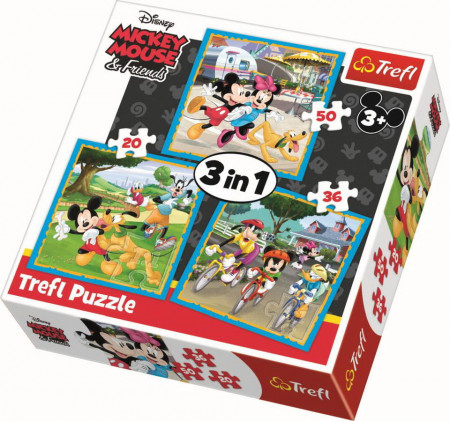 Puzzle Trefl 3 in 1, Mickey Mouse si prietenii, 106 piese