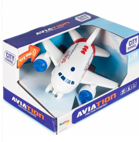 Avion de jucarie,Malplay cu efecte sonore si lumini, 19 cm