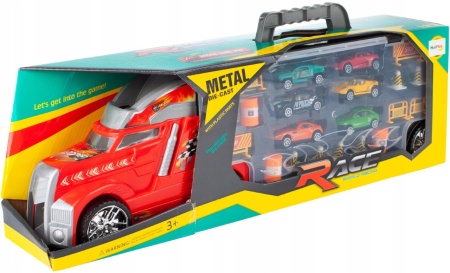 Camion cu masini MalPlay cu 23 de elemente si joc de masa