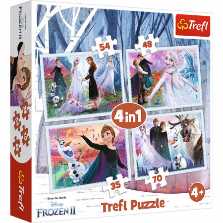 Puzzle Trefl 4 in 1, Disney Frozen II, Padurea magica