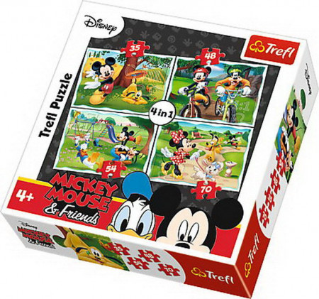 Puzzle Trefl 4 in 1, In parc cu Mickey