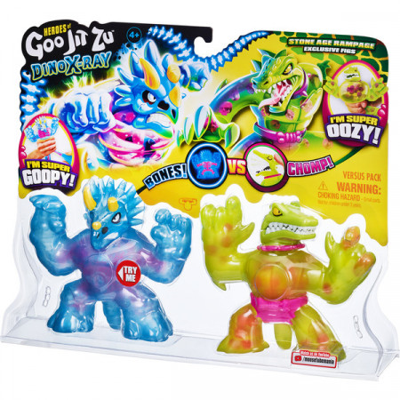 Set 2 figurine din cauciuc Goo Jit Zu Dino X-Ray Tritops vs Shredz