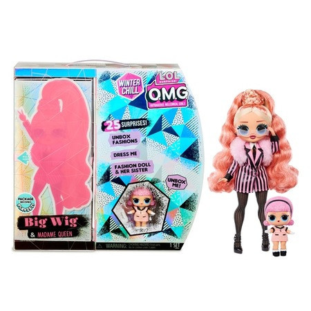 Set de 2 papusi LOL Surprise! O.M.G. Winter Chill Big Wig & Madame Queen Doll cu 25 de surprize