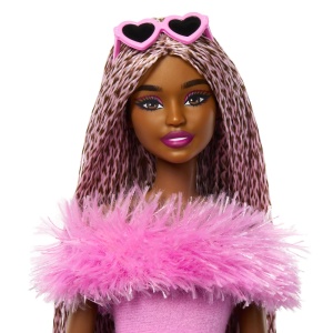 BARBIE DELUXE STYLE PAPUSA BARBIE CU SALOPETA ROZ SI PAR IMPLETIT - Img 5