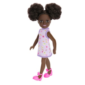 BARBIE PAPUSA CHELSEA CREOLA CU PAR AFRO SI ROCHITA MOV - Img 5