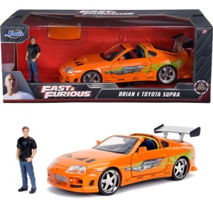 JADA FAST AND FURIOUS SET FIGURINA BRIAN SI MASINUTA METALICA TOYOTA SUPRA 1 LA 24 - Img 3
