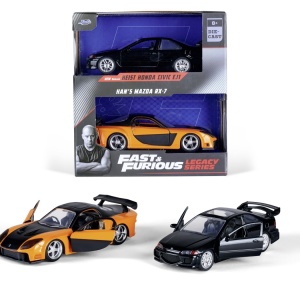 JADA FAST & FURIOUS LEGACY SERIES SET 2 MASINUTE METALICE HONDA CIVIC SI MAZDA RX-7 SCARA 1:32 - Img 7