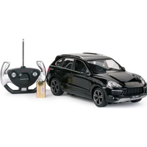 Masina cu telecomanda Rastar Porsche Cayenne Turbo, scara 1:14, negru, 34.6x13.9x12.2cm