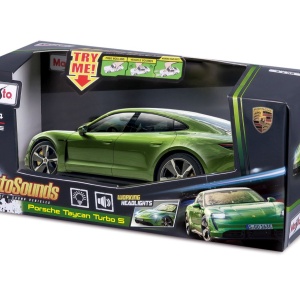 Masinuta cu Sunete si Lumini, Porsche Taycan Turbo S, Scara 1:24, Verde, 24.17x10.70x9.96cm