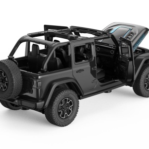 Mașinuță metalică Jeep Wrangler Rubicon 4XE, negru, 1:32, cu portiere funcționale, 19x9.5x8.5cm - Img 3