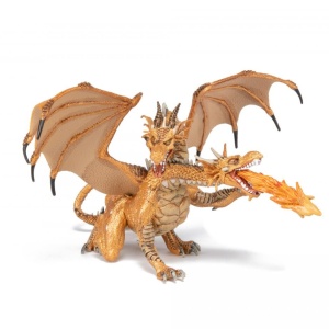 PAPO FIGURINA DRAGON CU DOUA CAPETE AURIU - Img 3