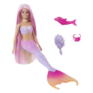 Papusa Barbie Dreamtopia Color Change, Sirena cu Par Roz - Img 3