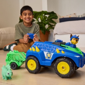 PATRULA CATELUSILOR FILMUL CU DINOZAURI SET VEHICUL DINO RC CU TELECOMANDA FIGURINA CHASE SI ACCESORII - Img 6