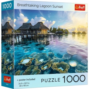 Puzzle Trefl 1000 piese, Colectia SUA, Apus de Soare pe Laguna cu Poster Inclus