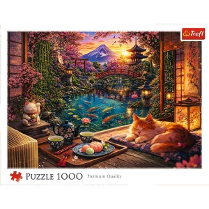 PUZZLE TREFL 1000 PISICA IN GRADINA SAKURA - Img 3