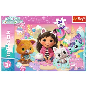 PUZZLE TREFL 24 MAXI PREMIUM PLUS KIDS GABBYS DOLLHOUSE FILMUL LUMEA PISICII - Img 3