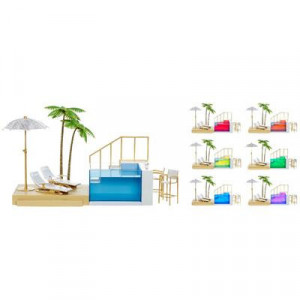 Set de joaca piscina Rainbow High, cu 7 lumini, umbrela pliabila si accesorii - Img 5