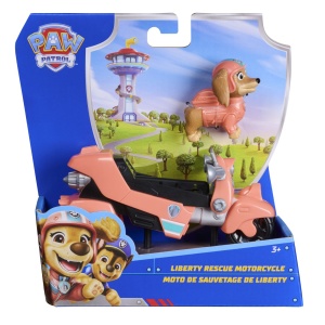 Set figurine Paw Patrol Liberty și motocicletă de salvare, roz, 20.32x20.32x7.62cm
