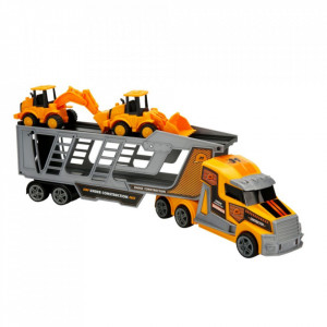 Set transportator cu utilaje de constructii Maxx Wheels, Galben, 45 cm - Img 4