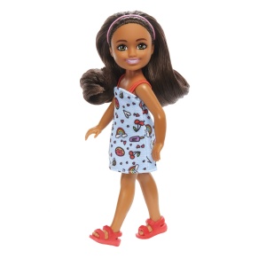 BARBIE PAPUSA CHELSEA CREOLA CU PAR SATEN SI ROCHITA ALBASTRA - Img 4