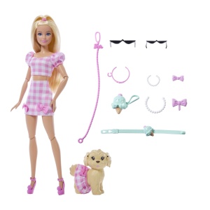BARBIE TWINNING LOOKS SET PAPUSA BARBIE BLONDA SI CATEL CU ACCESORII - Img 2