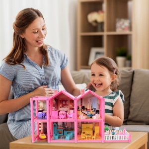 Casuta de papusi MalPlay de construit, cu mobilier si figurine, 136 piese - Img 2