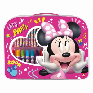 Gentută pentru desen Art Case Minnie, set creativ, 12 creioane colorate, 6 markere, multicolor, 33x24.5x2.5cm - Img 2