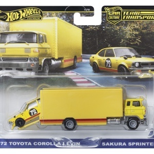 HOT WHEELS TRANSPORTATOR SAKURA SPRINTER CU MASINUTA TOYOTA COROLLA LEVIN SCARA 1 LA 64