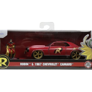 JADA BATMAN SET FIGURINA ROBIN SI MASINUTA METALICA CHEVROLET CAMARO 1967 SCARA 1:32